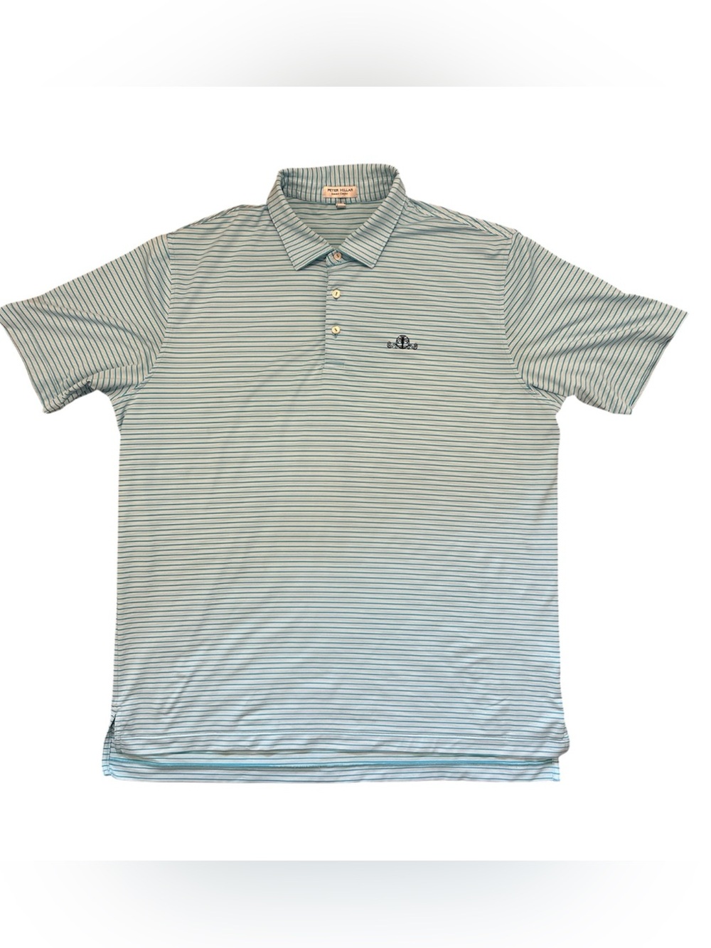 Peter Millar Summer Comfort Striped Golf Polo Men’s XL Turquoise Performance